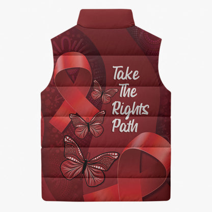 Australia AIDS Support Sleeveless Puffer Jacket Take The Rights Path Aboriginal Art