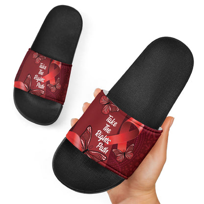 Australia AIDS Support Slide Sandals Take The Rights Path Aboriginal Art