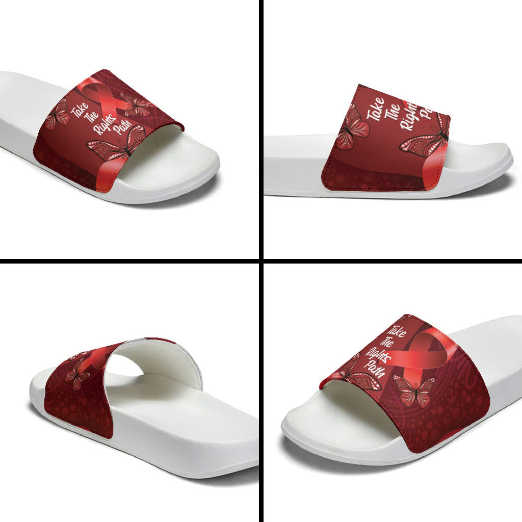 Australia AIDS Support Slide Sandals Take The Rights Path Aboriginal Art