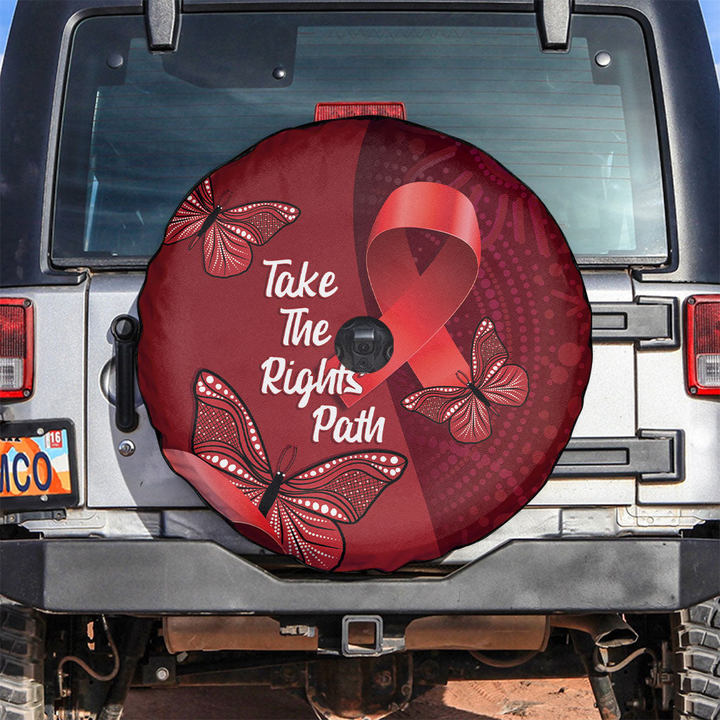 Australia AIDS Support Spare Tire Cover Take The Rights Path Aboriginal Art
