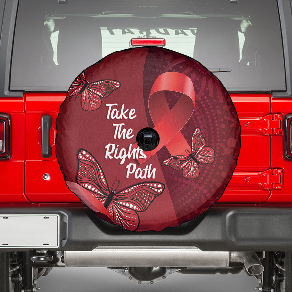 Australia AIDS Support Spare Tire Cover Take The Rights Path Aboriginal Art