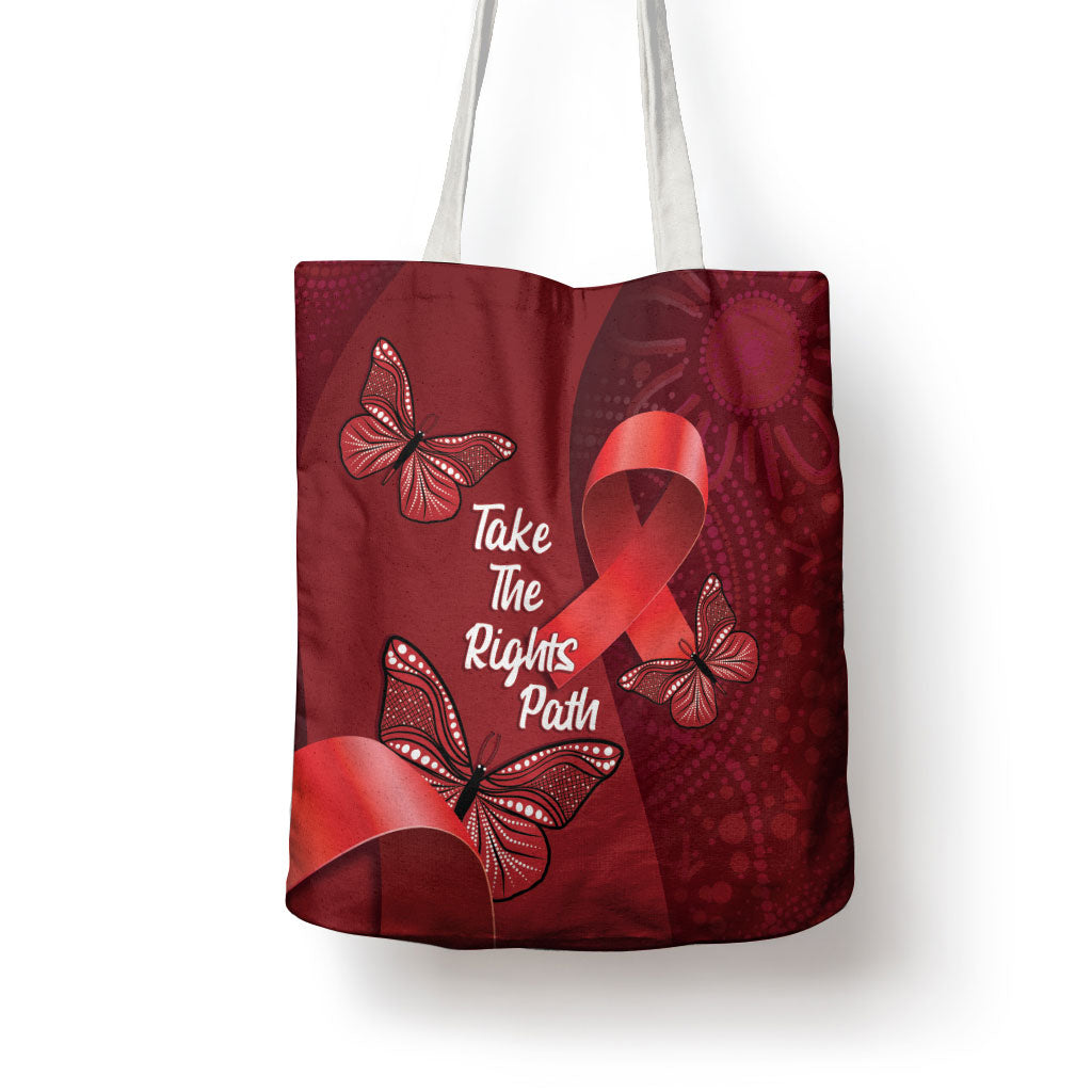 Australia AIDS Support Tote Bag Take The Rights Path Aboriginal Art