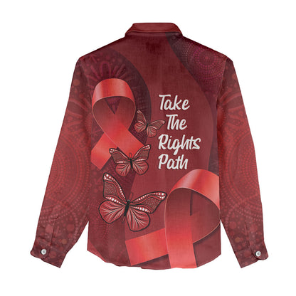 Australia AIDS Support Women Casual Shirt Take The Rights Path Aboriginal Art