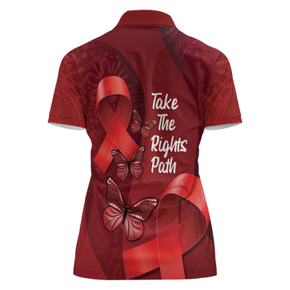 Australia AIDS Support Women Polo Shirt Take The Rights Path Aboriginal Art
