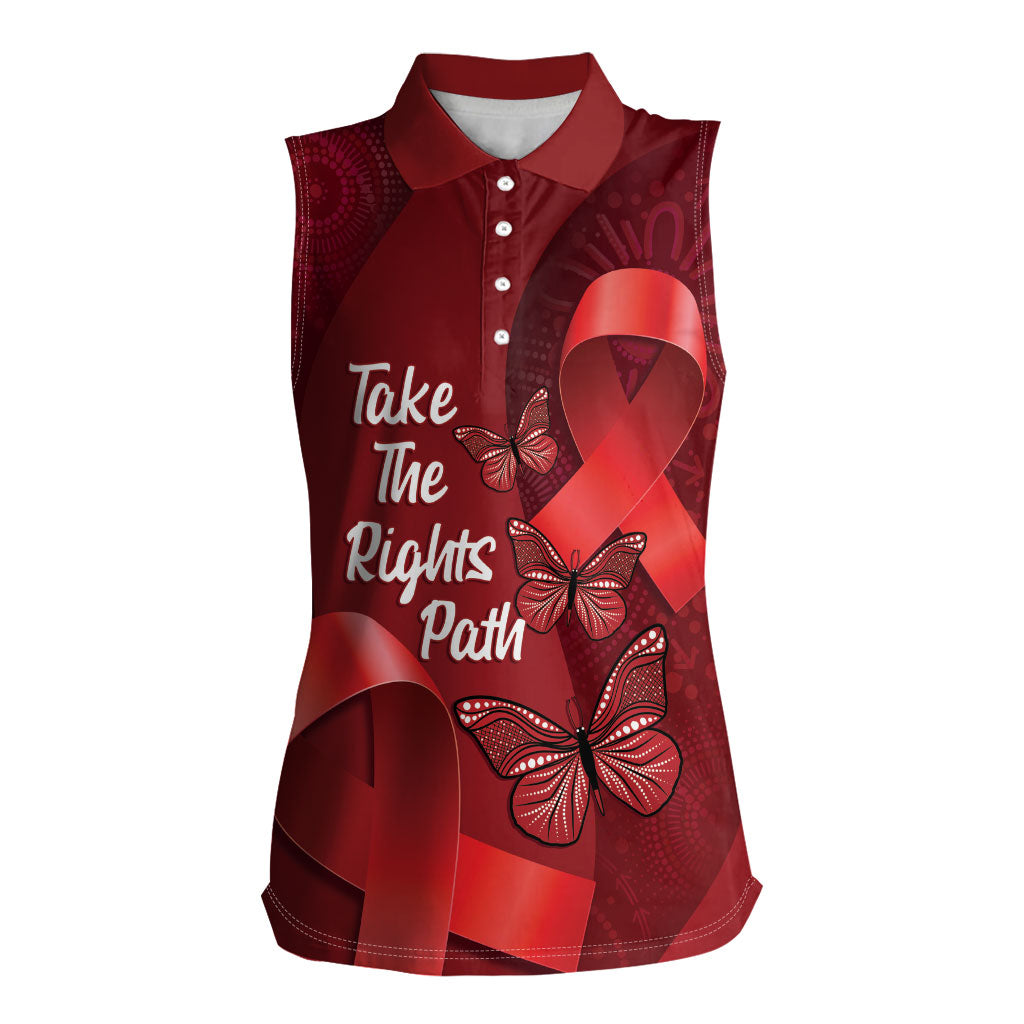 Australia AIDS Support Women Sleeveless Polo Shirt Take The Rights Path Aboriginal Art