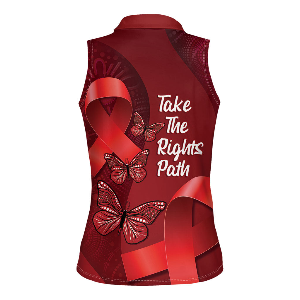 Australia AIDS Support Women Sleeveless Polo Shirt Take The Rights Path Aboriginal Art