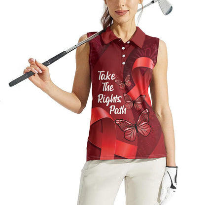 Australia AIDS Support Women Sleeveless Polo Shirt Take The Rights Path Aboriginal Art