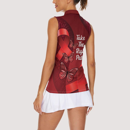 Australia AIDS Support Women Sleeveless Polo Shirt Take The Rights Path Aboriginal Art