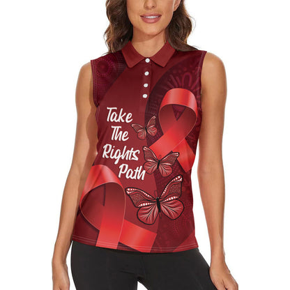 Australia AIDS Support Women Sleeveless Polo Shirt Take The Rights Path Aboriginal Art
