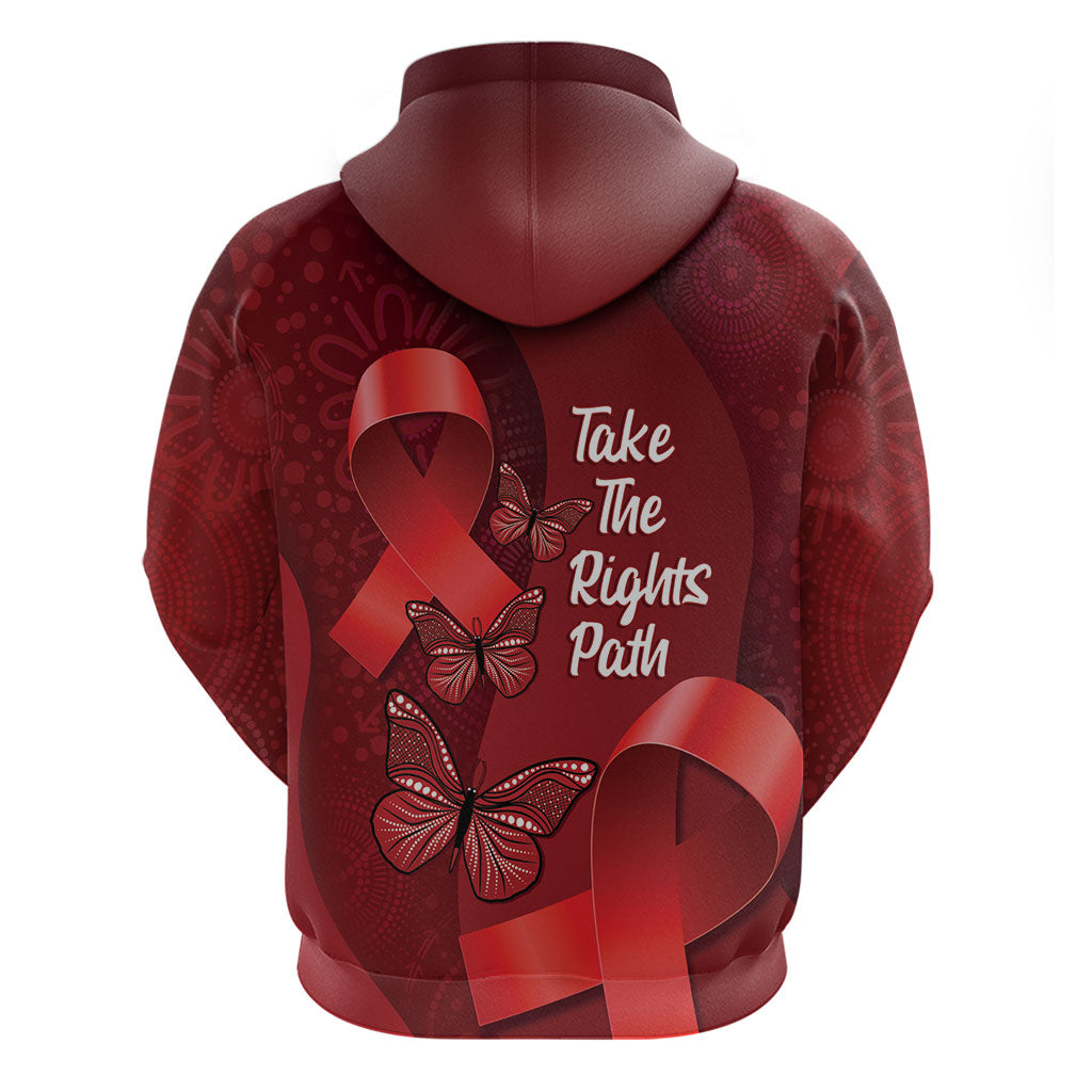 Australia AIDS Support Zip Hoodie Take The Rights Path Aboriginal Art