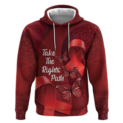 Australia AIDS Support Zip Hoodie Take The Rights Path Aboriginal Art
