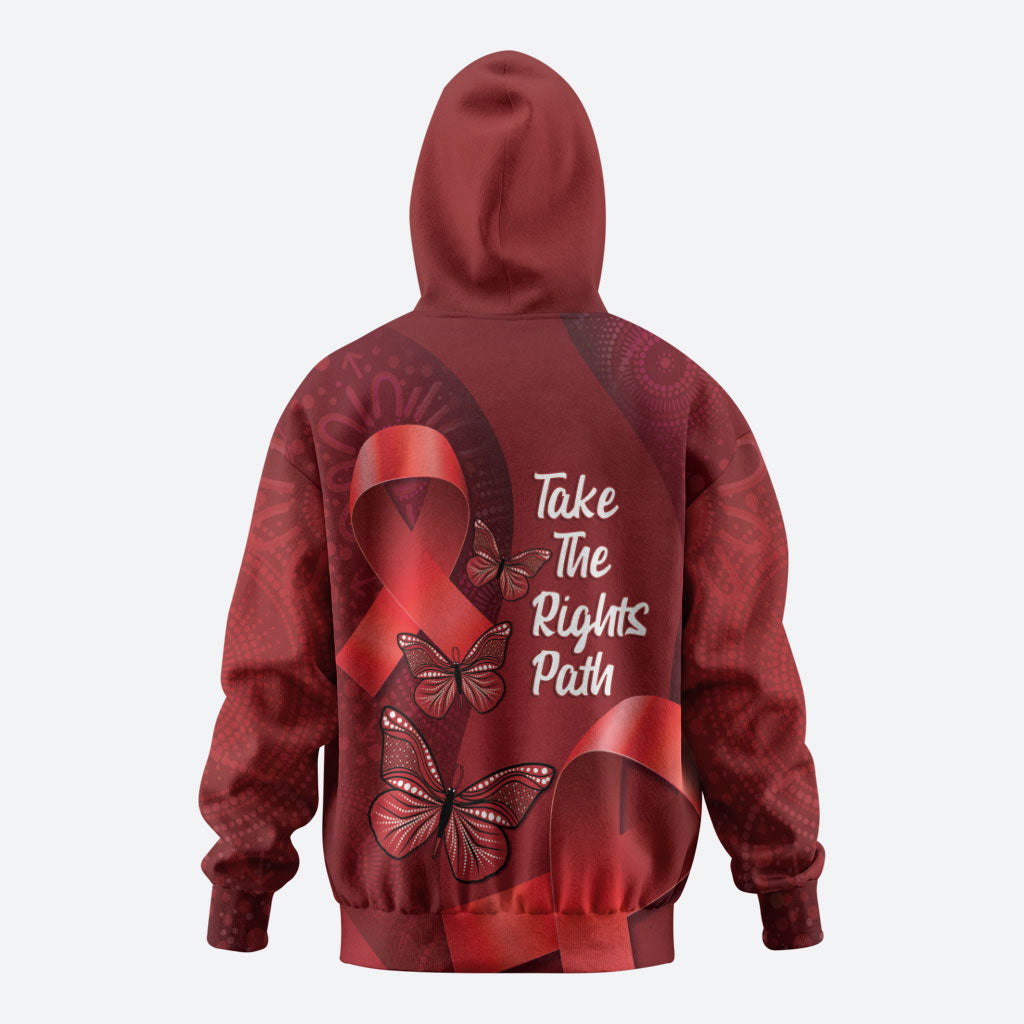 Australia AIDS Support Zip Hoodie Take The Rights Path Aboriginal Art