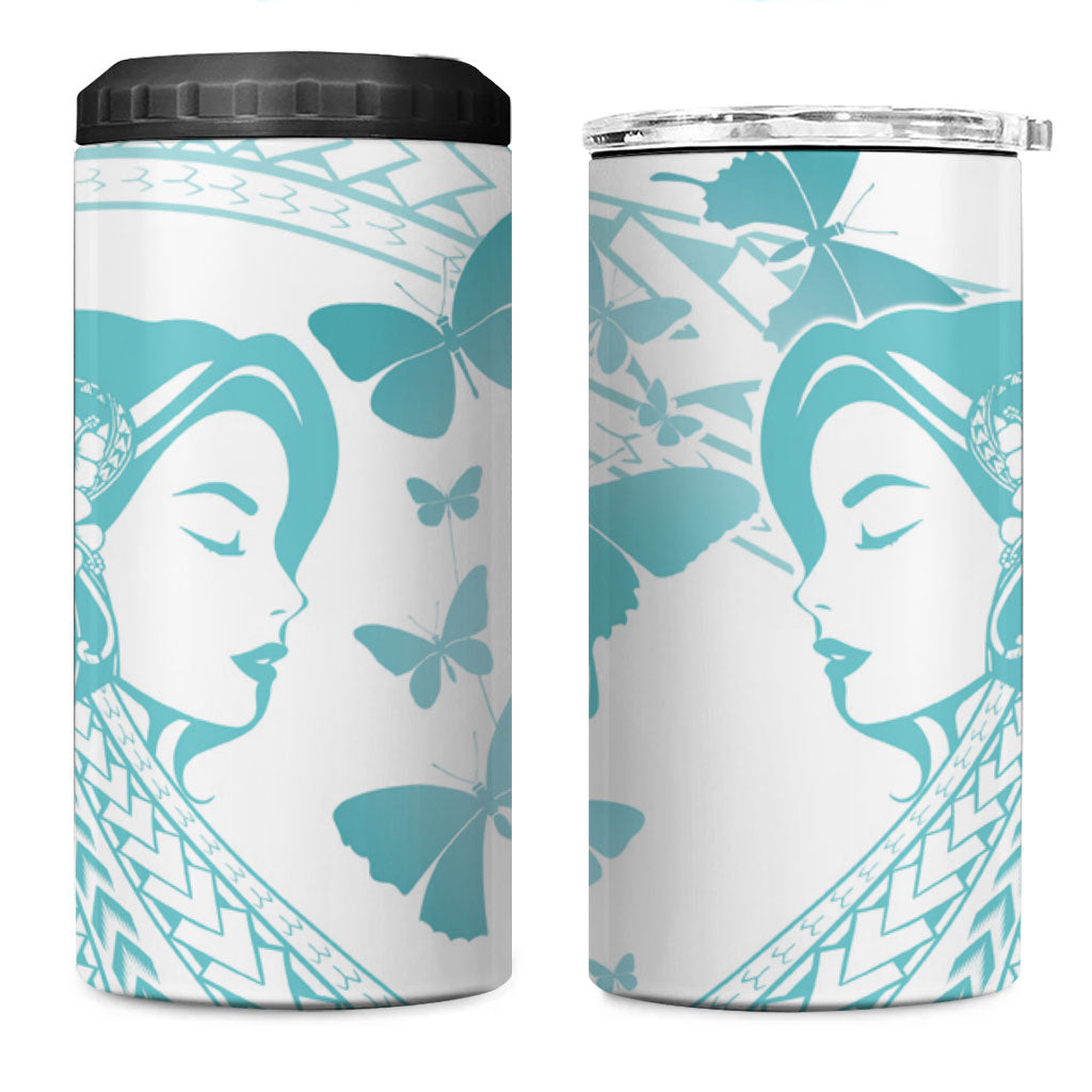 Polynesia Cervical Cancer Support 4 in 1 Can Cooler Tumbler Polynesian Women Faith Hope Love
