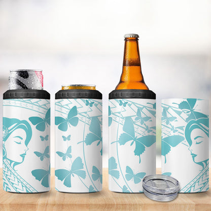 Polynesia Cervical Cancer Support 4 in 1 Can Cooler Tumbler Polynesian Women Faith Hope Love