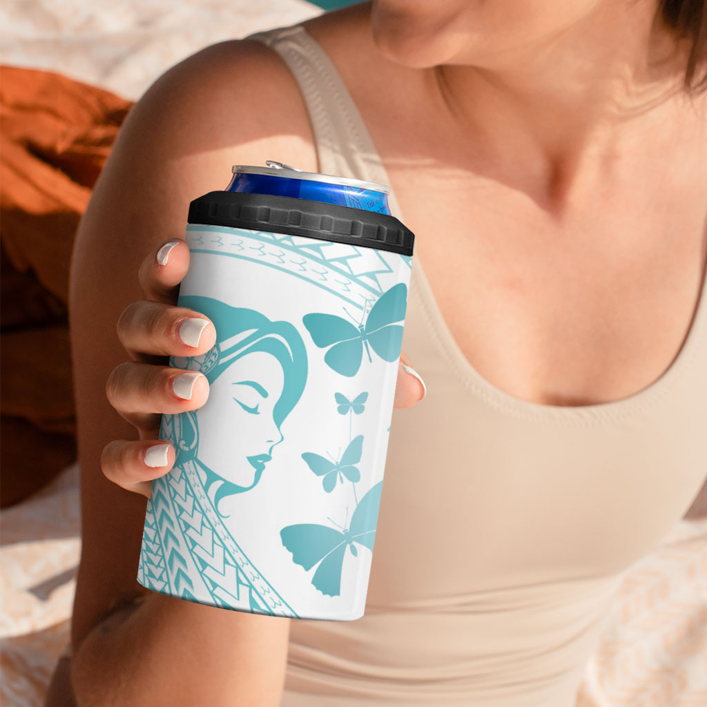 Polynesia Cervical Cancer Support 4 in 1 Can Cooler Tumbler Polynesian Women Faith Hope Love