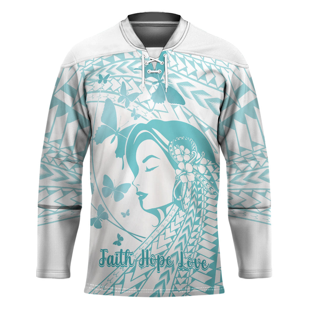 Polynesia Cervical Cancer Support Hockey Jersey Polynesian Women Faith Hope Love
