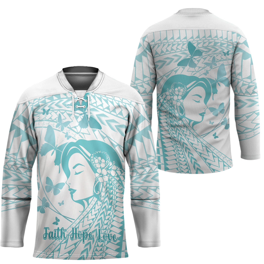 Polynesia Cervical Cancer Support Hockey Jersey Polynesian Women Faith Hope Love