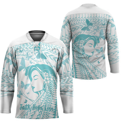 Polynesia Cervical Cancer Support Hockey Jersey Polynesian Women Faith Hope Love