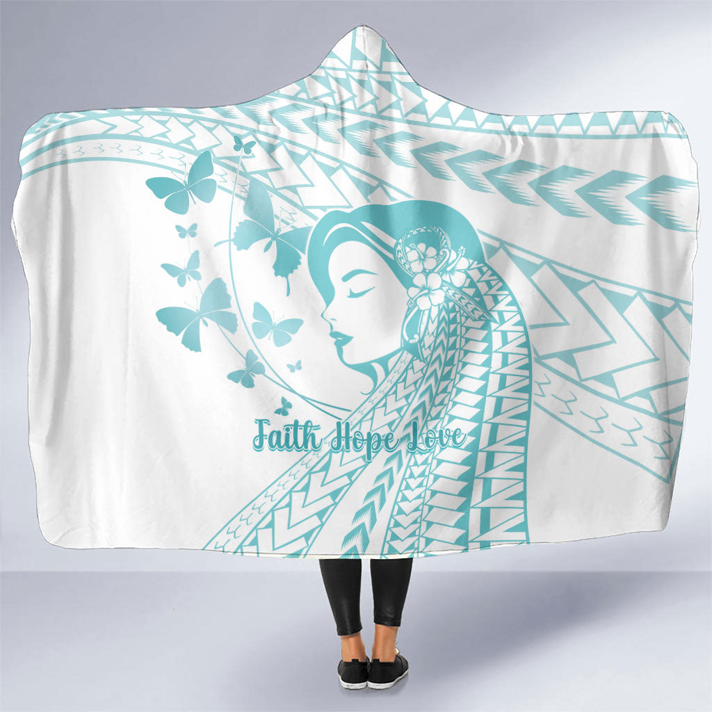 Polynesia Cervical Cancer Support Hooded Blanket Polynesian Women Faith Hope Love