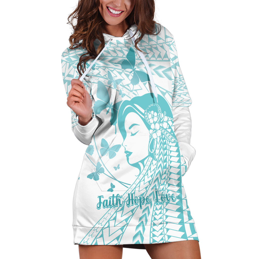 Polynesia Cervical Cancer Support Hoodie Dress Polynesian Women Faith Hope Love