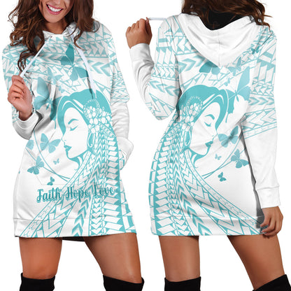 Polynesia Cervical Cancer Support Hoodie Dress Polynesian Women Faith Hope Love