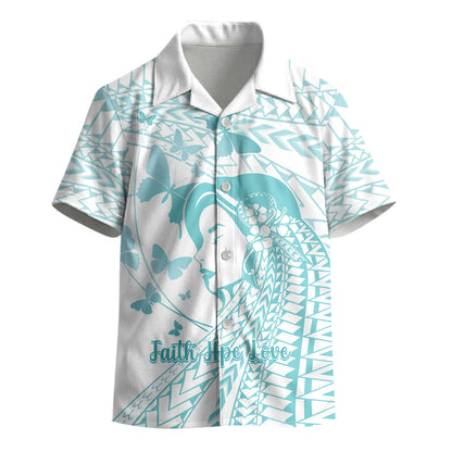 Polynesia Cervical Cancer Support Kid Hawaiian Shirt Polynesian Women Faith Hope Love