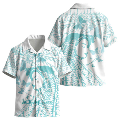 Polynesia Cervical Cancer Support Kid Hawaiian Shirt Polynesian Women Faith Hope Love
