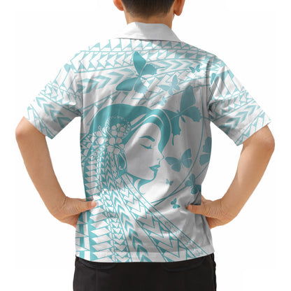 Polynesia Cervical Cancer Support Kid Hawaiian Shirt Polynesian Women Faith Hope Love