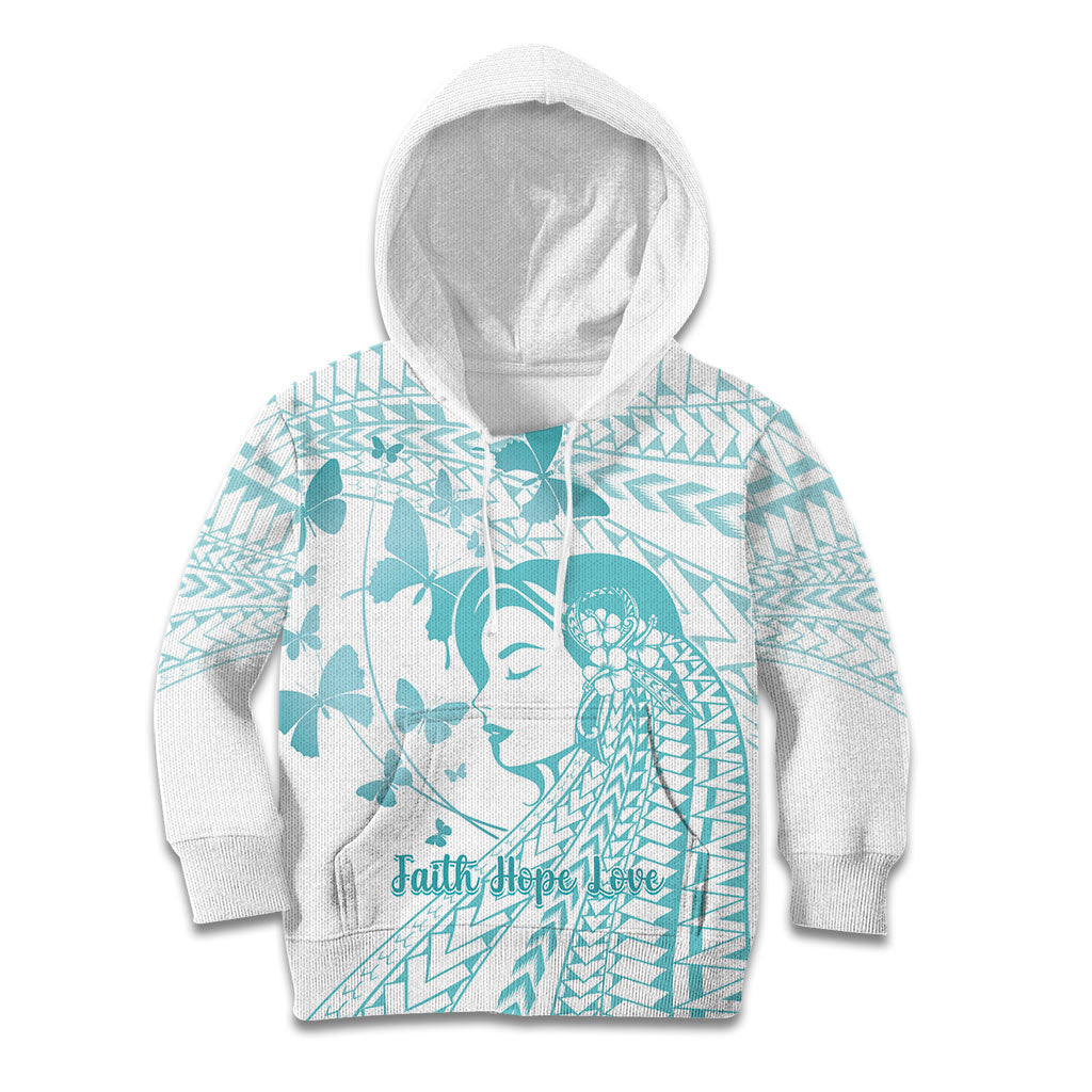Polynesia Cervical Cancer Support Kid Hoodie Polynesian Women Faith Hope Love