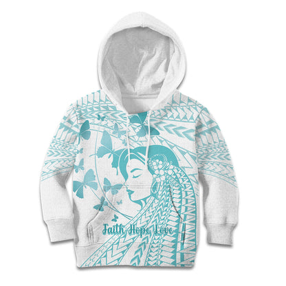 Polynesia Cervical Cancer Support Kid Hoodie Polynesian Women Faith Hope Love
