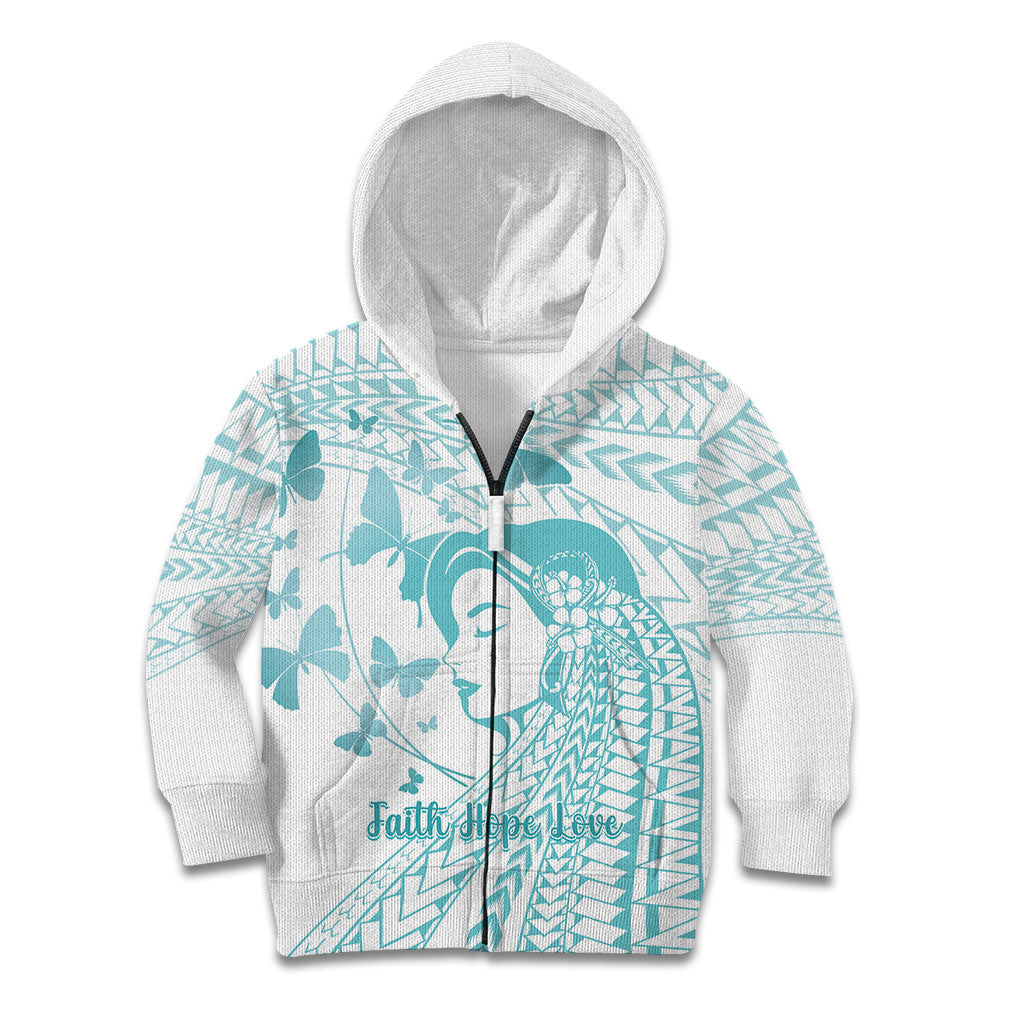 Polynesia Cervical Cancer Support Kid Hoodie Polynesian Women Faith Hope Love