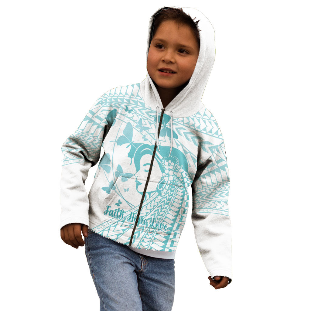 Polynesia Cervical Cancer Support Kid Hoodie Polynesian Women Faith Hope Love
