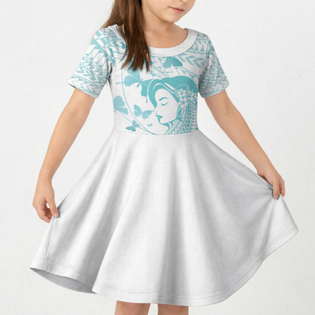 Polynesia Cervical Cancer Support Kid Short Sleeve Dress Polynesian Women Faith Hope Love