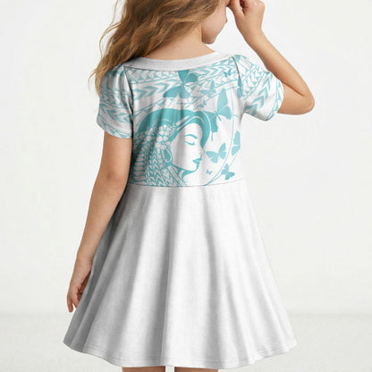 Polynesia Cervical Cancer Support Kid Short Sleeve Dress Polynesian Women Faith Hope Love