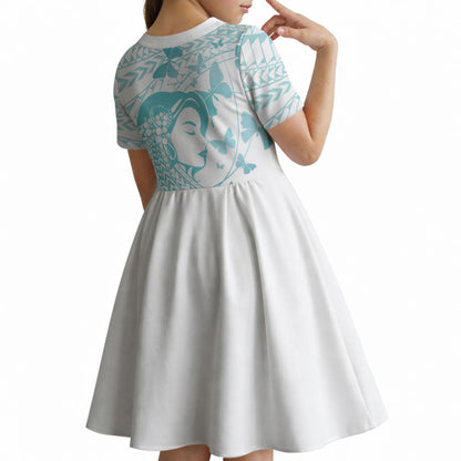 Polynesia Cervical Cancer Support Kid Short Sleeve Dress Polynesian Women Faith Hope Love