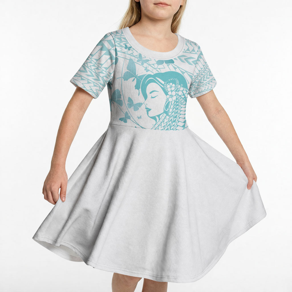Polynesia Cervical Cancer Support Kid Short Sleeve Dress Polynesian Women Faith Hope Love