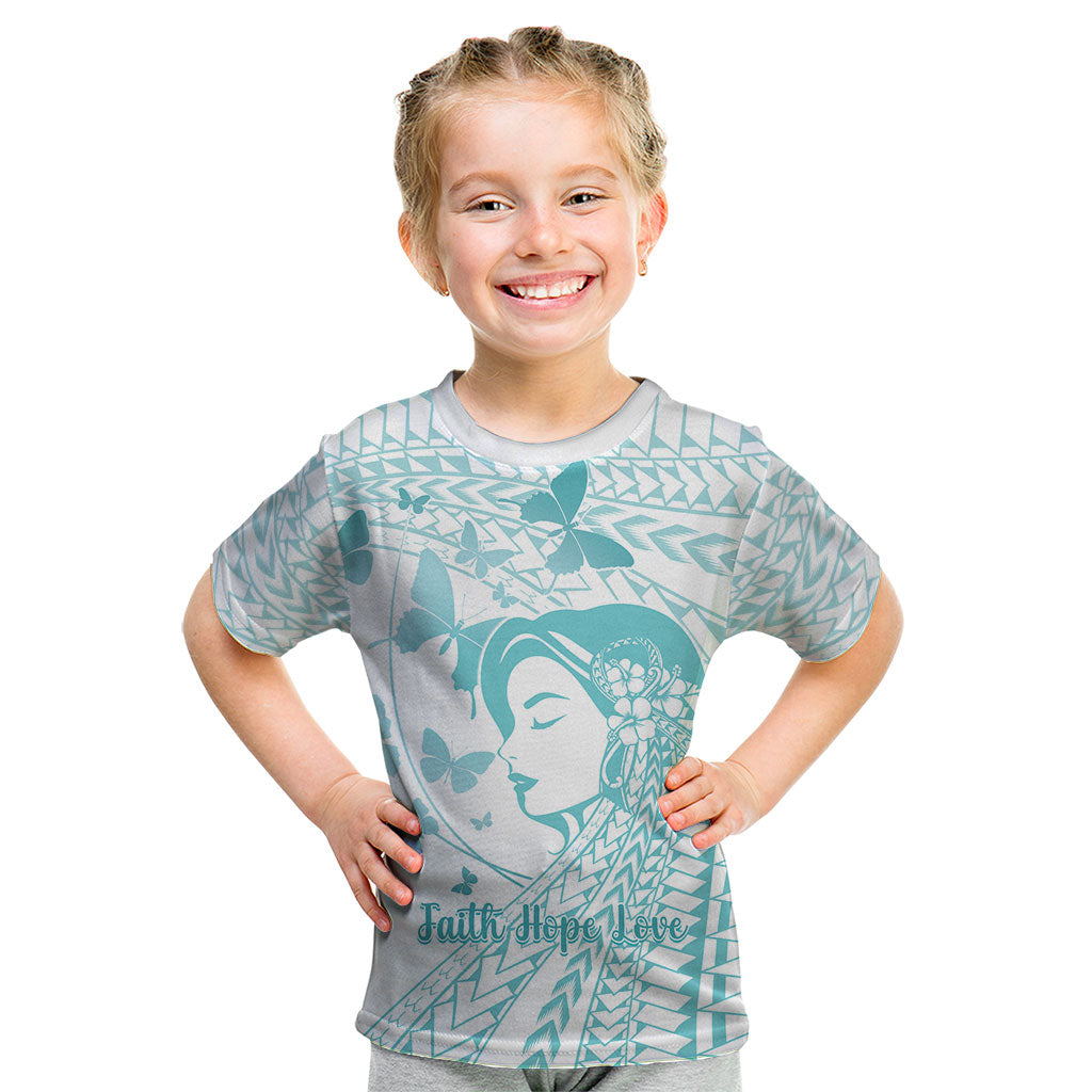 Polynesia Cervical Cancer Support Kid T Shirt Polynesian Women Faith Hope Love
