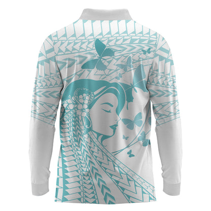 Polynesia Cervical Cancer Support Long Sleeve Polo Shirt Polynesian Women Faith Hope Love
