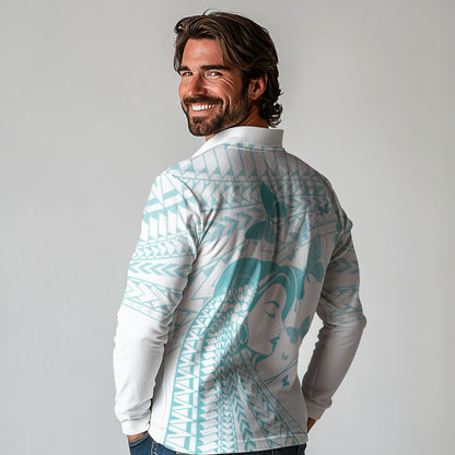 Polynesia Cervical Cancer Support Long Sleeve Polo Shirt Polynesian Women Faith Hope Love