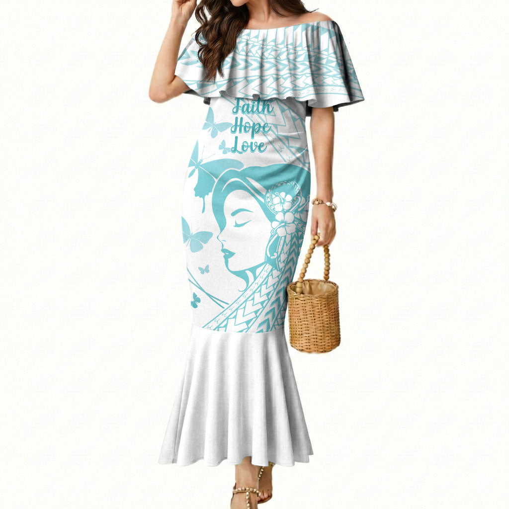 Polynesia Cervical Cancer Support Mermaid Dress Polynesian Women Faith Hope Love