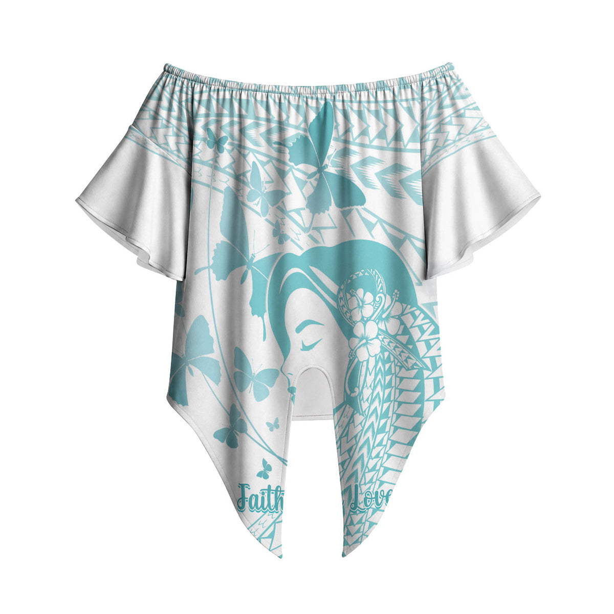Polynesia Cervical Cancer Support Off Shoulder Wrap Waist Top Polynesian Women Faith Hope Love