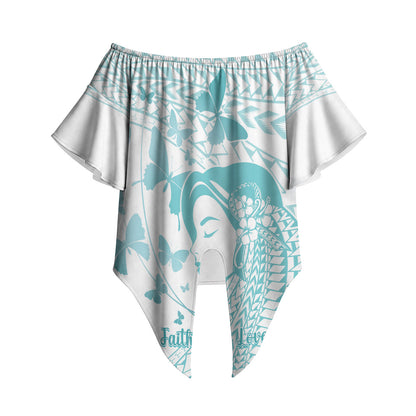 Polynesia Cervical Cancer Support Off Shoulder Wrap Waist Top Polynesian Women Faith Hope Love
