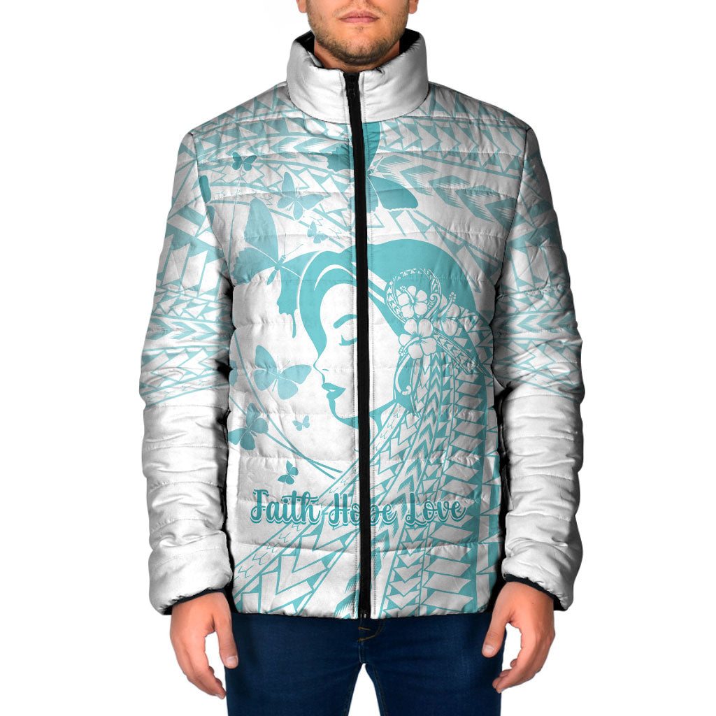 Polynesia Cervical Cancer Support Padded Jacket Polynesian Women Faith Hope Love