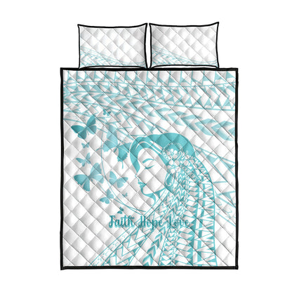 Polynesia Cervical Cancer Support Quilt Bed Set Polynesian Women Faith Hope Love