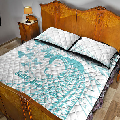 Polynesia Cervical Cancer Support Quilt Bed Set Polynesian Women Faith Hope Love