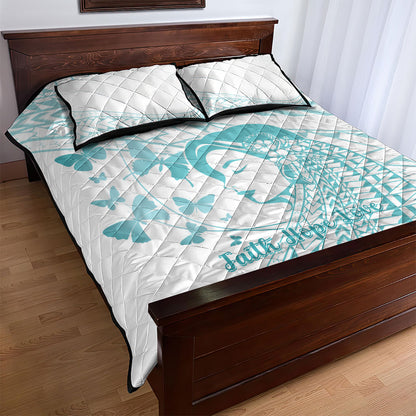 Polynesia Cervical Cancer Support Quilt Bed Set Polynesian Women Faith Hope Love