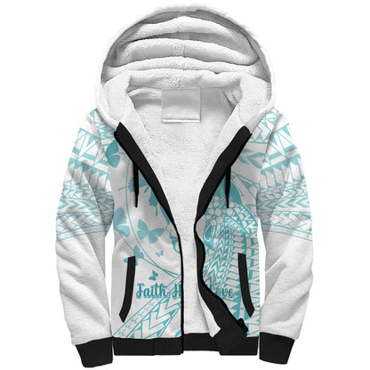Polynesia Cervical Cancer Support Sherpa Hoodie Polynesian Women Faith Hope Love