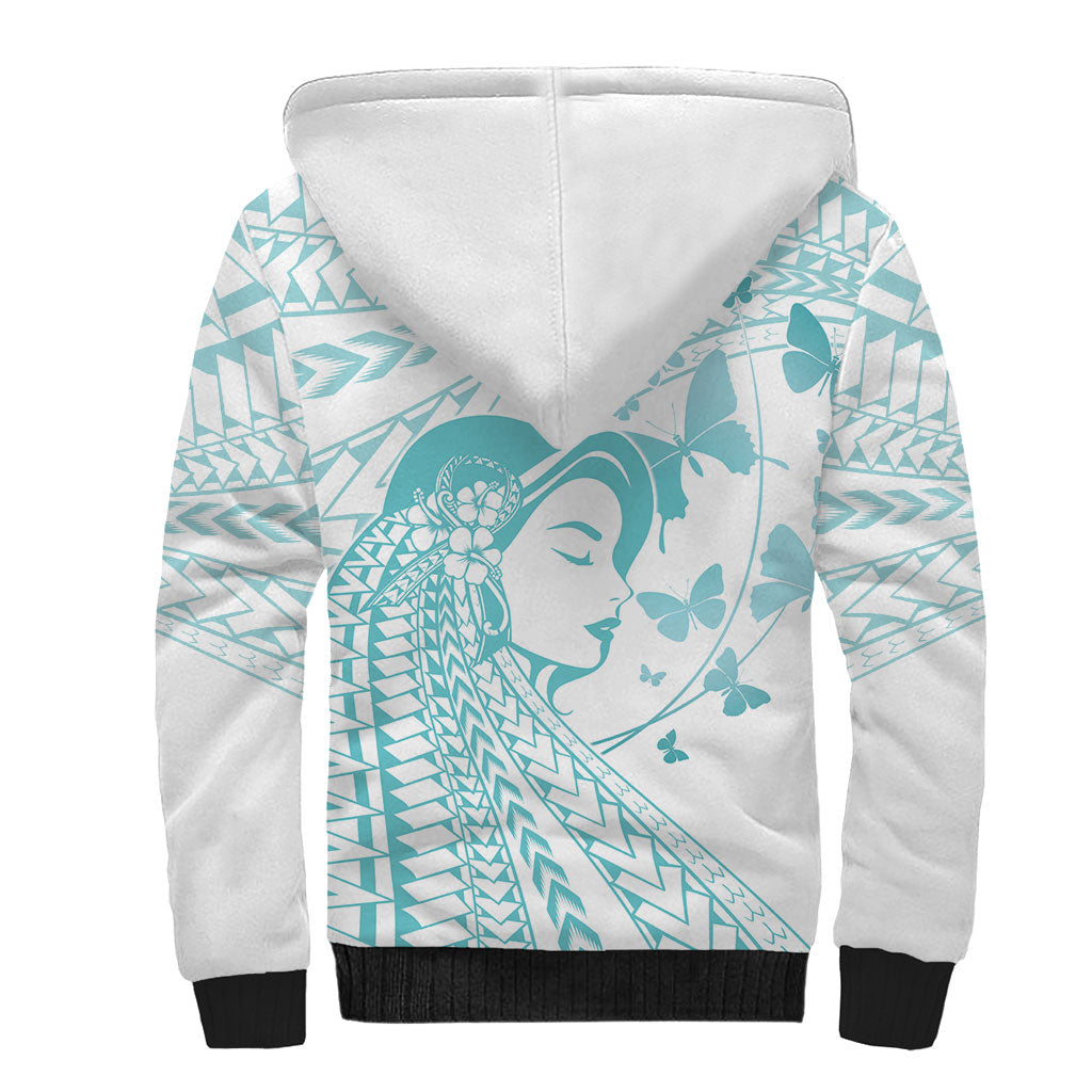 Polynesia Cervical Cancer Support Sherpa Hoodie Polynesian Women Faith Hope Love