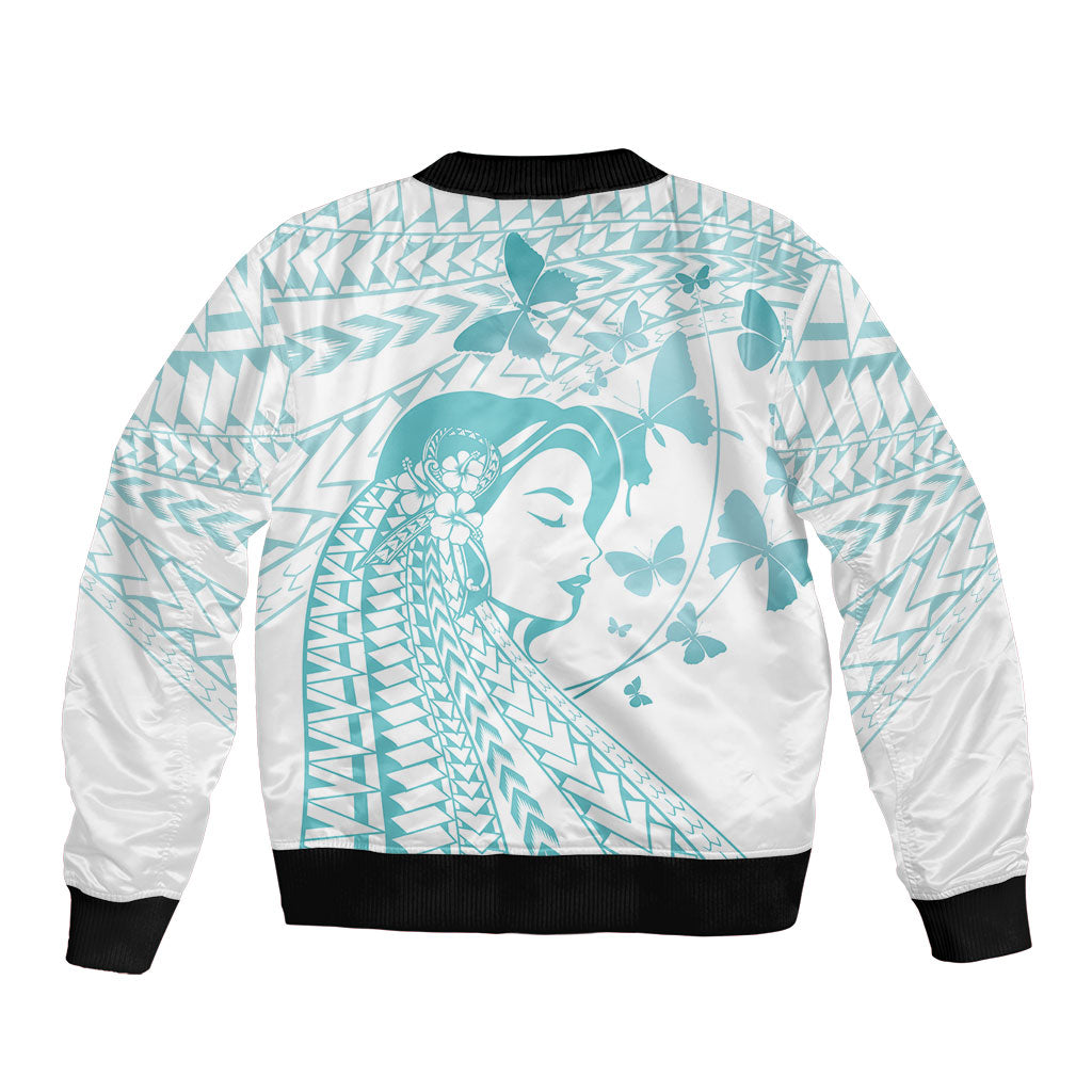 Polynesia Cervical Cancer Support Sleeve Zip Bomber Jacket Polynesian Women Faith Hope Love