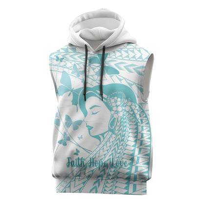 Polynesia Cervical Cancer Support Sleeveless Hoodie Polynesian Women Faith Hope Love